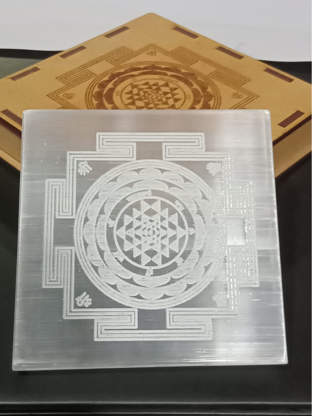 Selenite Shree Yantra Plate
