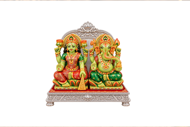 Green Aventurine Ganesh lakshami Idol